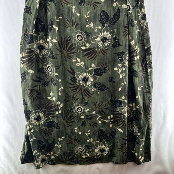 Dressbarn Dress Sz 22W Floral Tank Maxi Lagenlook Sleeveless Rayon Green - Picture 6 of 10